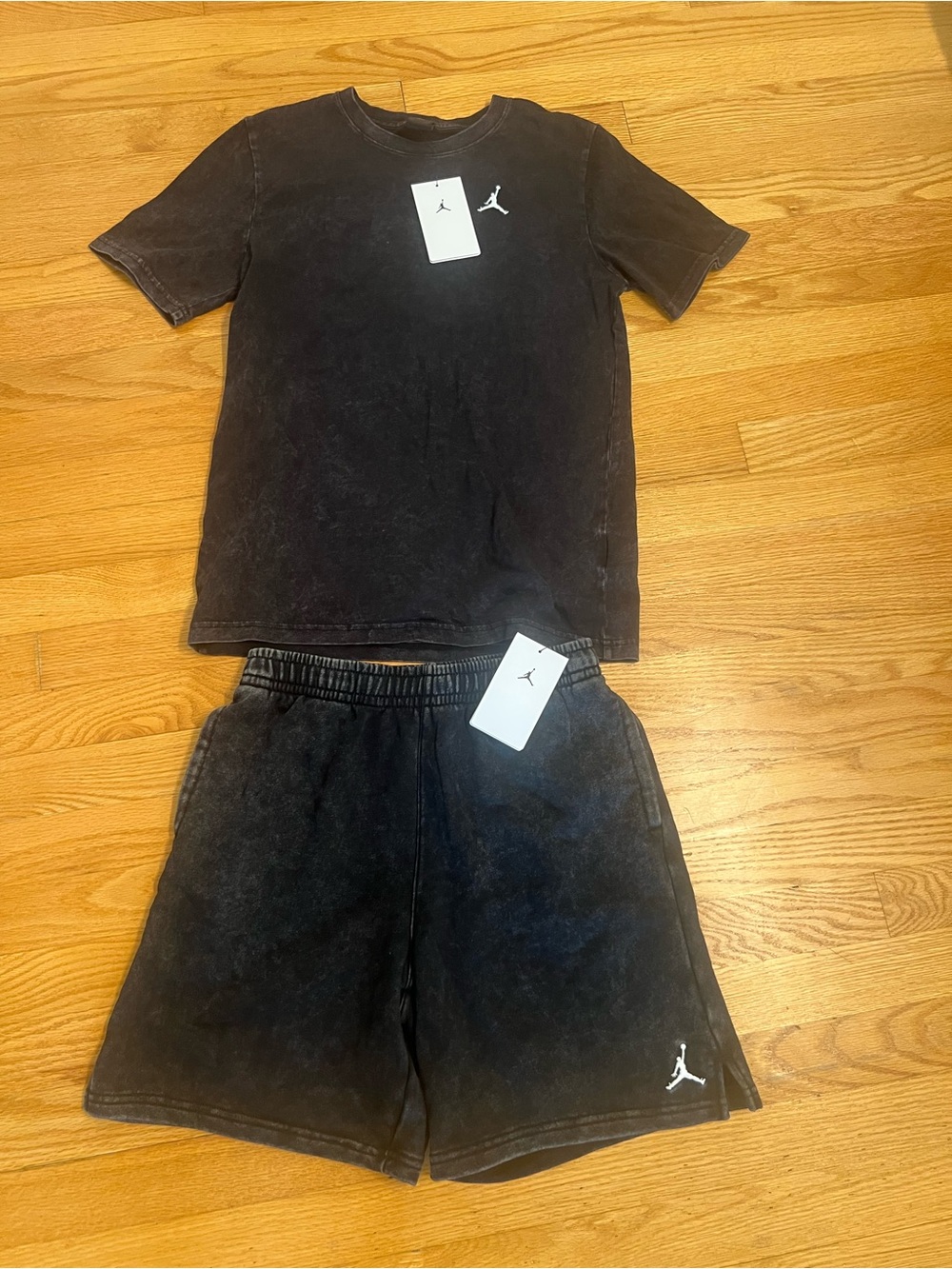 Jordan Black Washed Two-Piece shorts and shirt Set